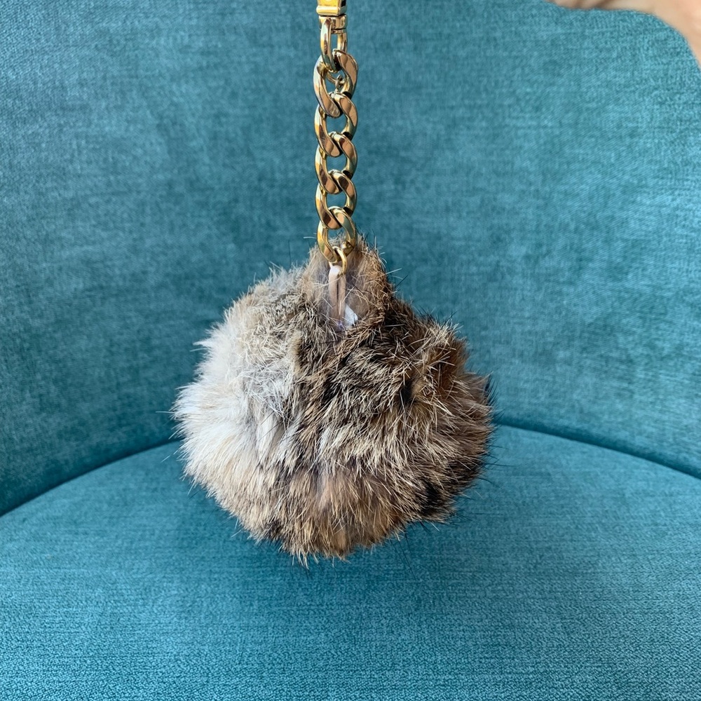 Fur Bag Charm with Gold Chain - Picture 2 of 9